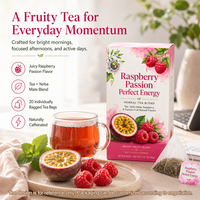 Raspberrie Passievrucht Zwarte Thee met Yerba Mate |   Frisse Fruitige Thee Mengsel |   Private Label OEM