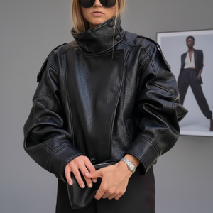Chaquetas de Cuero Elegantes de Primavera 2026, Diseño Corto Tipo Cortavientos, Chaquetas de Cuero PU, <span class=keywords><strong>Chaqueta</strong></span> de Moda para Mujer - Product Image 1