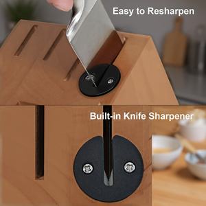 Набор ножей Kuisine из 15 предметов: высококачественная нержавеющая сталь с полыми ручками и подставкой из акации - Product Image 3