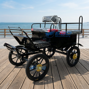 Chariot à chevaux Marathon, chariot à poney, calèche à 4 roues tirée par des chevaux, mini-sulky touristique, chariot à chevaux pour 6 personnes, acier Q235B, souple - Product Image 1