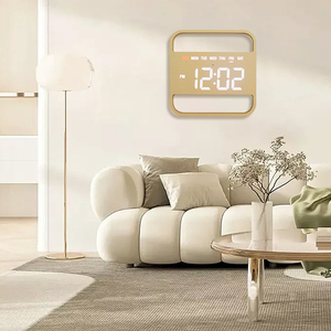 EMAF Light Sensing <strong>Clock</strong> Bamboo Products Wood Room Decoration Items Madera Duvar Saati Wooden Alarm <strong>Clock</strong> LED Digital Wall <strong>Clock</strong> - Product Image 2