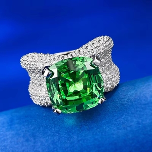 S925 เงินนำเข้าจากชาฟลายสีเขียว 12 * แหวนทร<span class=keywords><strong>ง</strong></span><span class=keywords><strong>ไทย</strong></span> เครื่อ<span class=keywords><strong>ง</strong></span>ประดับสไตล์ยุโรปและอเมริกาสำหรับสุภาพสตรี - Product Image 5