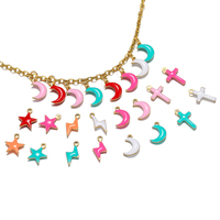 Vente en gros pendentifs mode étoile lune croix foudre breloques collier émail bracelet breloques pour accessoires de fabrication de bijoux