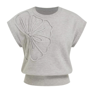 OEM & ODM Factory Floral Sweater <b>Vest</b> Wholesale Crew Neck Loose Fit Knitwear Casual Sleeveless <b>Knit</b> Top <b>Women</b> Clothing - Product Image 1