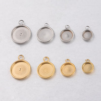 Großhandel 6mm 8mm 10mm 12mm Edelstahl Round Charm Blank Cabochon Base Anhänger für die Schmuck herstellung