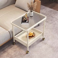 Table d'appoint multifonctionnelle de luxe légère en verre trempé de haute qualité pour salon, table console mobile
