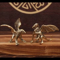 Nouvelle petite statue de pterosaure en laiton massif, ornement de bureau, figurines de griffon mythique européen, décoration rétro pour la maison, Feng Shui
