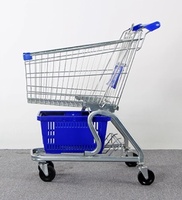 Petits chariots de commerce extérieur pour supermarchés Caddies à double couche pour l'achat de légumes Structure en maille de tissu