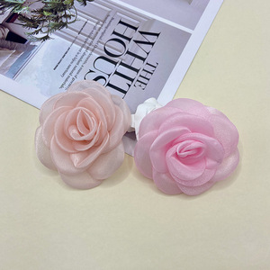 Organza Floral Fabric Flower 8.5cm Handmade DIY <b>Accessory</b> For Hair Clip <b>Wedding</b> Jewelry - Product Image 3