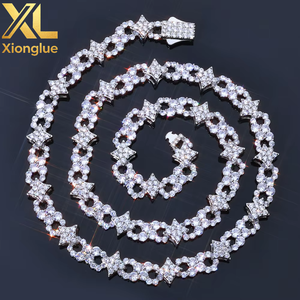 Hip Hop Fine Jewelry Necklace Spring Lock Clasp <b>Iced</b> <b>Out</b> Zircon Four Pointed Star Infinite Symbol Design Brass Link <b>Chain</b> - Product Image 2