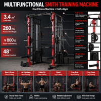 Máquina de Gimnasio Multifuncional de Lujo de Acero Inoxidable con Peso Fijo 48+, 3.4m² para el Hogar, Máquina Smith con Cable Crossover y Fly
