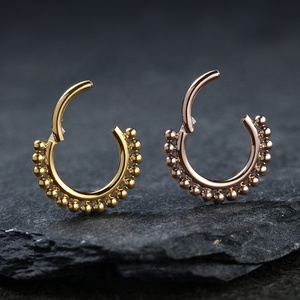 Giometal PVD 18K oro <span class=keywords><strong>titanio</strong></span> <span class=keywords><strong>Piercing</strong></span> con cuentas Daith Conch Septum Clicke cartílago <span class=keywords><strong>Piercing</strong></span> nariz cuerpo joyería al por mayor - Product Image 5