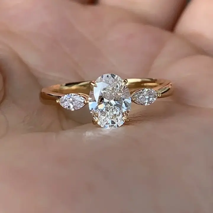 Nhẫn Kim Cương 2Ct 3 Ct GIA 18K CVD Nhẫn Kim Cương VVS Lab Grown IGI