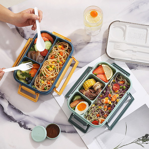 2025 4 Compartment Divided Microwave Safe Bento <b>Box</b> Leakproof Food Container Lunch <b>Box</b> with Tableware - Product Image 2