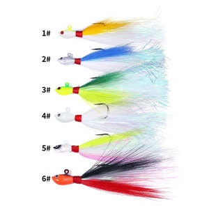 Jigs Bucktail de 1/8 oz à 6 oz, têtes métalliques en plomb, pour eau salée/eau douce, plusieurs tailles, pour la pêche au bar, au rayé et au bleu. - Product Image 2