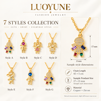 LUOYUNE – collier avec pendentif en cuivre plaqué or et zircon, 7 styles, chaîne de 45 + 5cm, bijoux colorés, cadeau pour femmes et filles