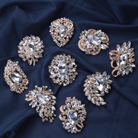 Bros Pin Bunga Kristal Berlian Mewah Aksesoris Bros Wanita dengan Batu Rhinestone