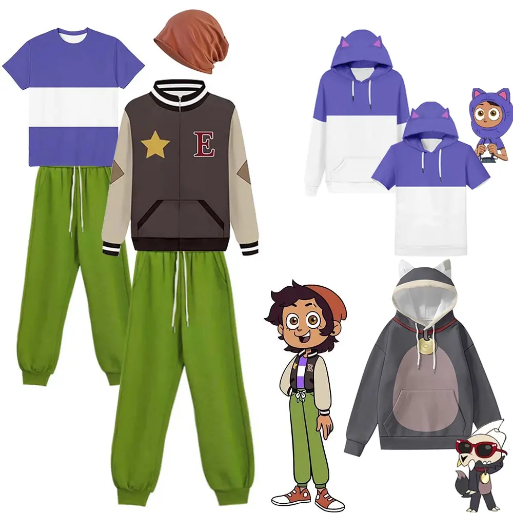 Anime The Owl House Cosplay disfraz Unisex adultos niños Cos béisbol Sudadera con capucha chaqueta abrigo sombrero pantalones traje Halloween Luz sudadera