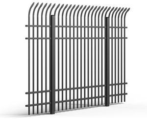 Valla de acero Corten de alta calidad de 6 pies. X 8 pies. Panel de valla de metal con pináculo puntiagudo de barra espaciada de acero resistente - Product Image 3