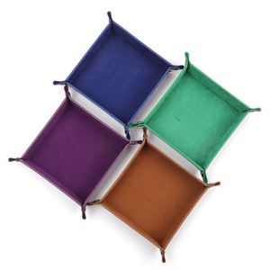 Petit plateau carré en daim, plateau de jeu en cuir PU, boîte de rangement - Product Image 4