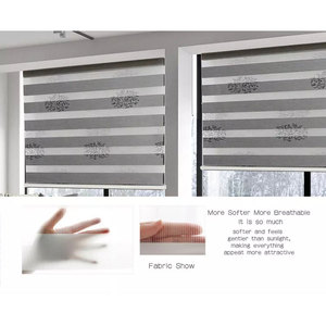 Thêu Hoa Vải không dây ngựa vằn Shades kép Sheer Con lăn cửa sổ Shades - Product Image 6