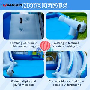 <span class=keywords><strong>Casa</strong></span> de Brinco Inflable 7 en 1 para Niños, Tobogán Acuático, Toboganes Dobles, Pared de Escalada, Piscina de Pelotas, Rociador de Agua, Soplador de 550W - Product Image 4
