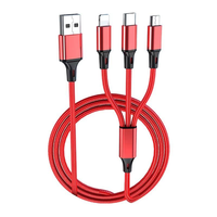 Câble de chargeur USB tressé en nylon 3 en 1, multifonction universel pour téléphone portable/type-C/Android