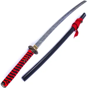 红色中国角色扮演剑手工竹玩具剑日本武士刀