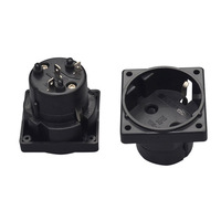 YDK-02 Prise murale coréenne EU Schuko PDU 250V 16A KC pour cuivre noir avec mise à la terre automatique et obturateur