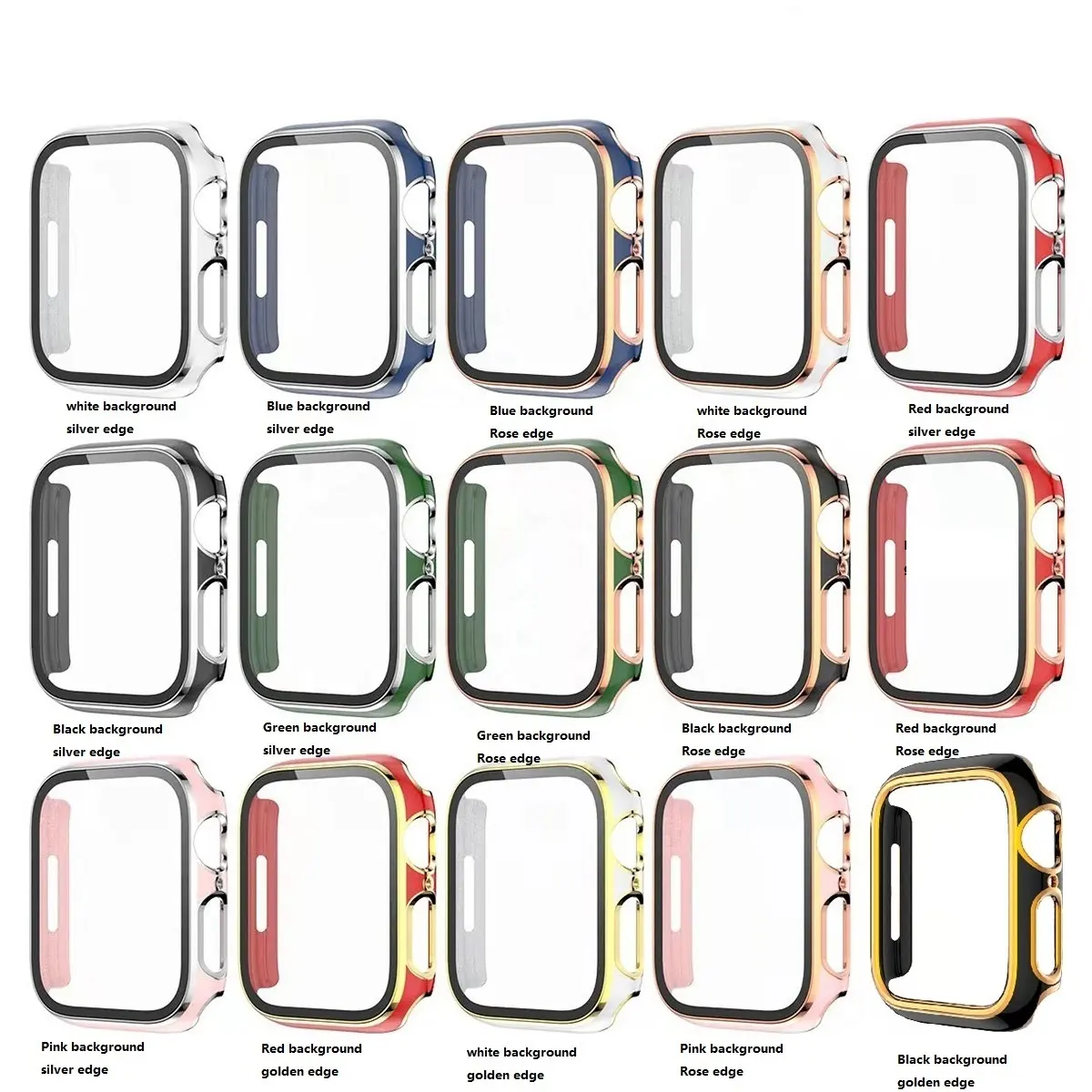 Capa protetora de tela para apple watch, case de proteção para relógio iwatch 45mm 41mm, capa protetora de quadro para iwatch 7