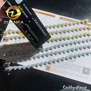 Bracciale a Maglia Cubana Ghiacciata Hip Hop da 8mm in Argento Massiccio 925 con Design a Cuore Personalizzato e Diamanti Moissanite VVS, Collana di Alta Gioielleria da Donna - Product Image 3