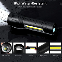 Lampe torche LED Dailu rechargeable par USB, portable, COB, étanche, zoom télescopique, 3 modes, mini lampe de poche d'urgence