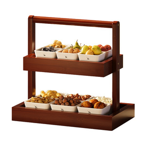 Bandeja de estilo chino para la sala de estar con asa y plato cuadrado para guardar semillas de melón, dulces, café, frutas. - Product Image 5