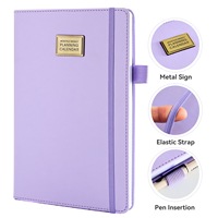 Agenda hebdomadaire et mensuel A5 en similicuir, couverture rigide, 3 pages par semaine, avec bande élastique, porte-stylo, logo personnalisé