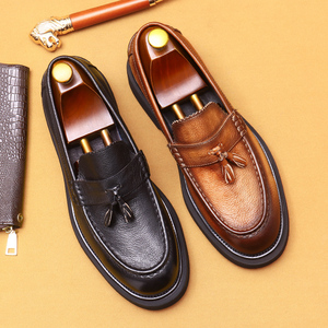 Chaussures en cuir souple pour hommes, style business, semelle épaisse, style britannique, chaussures à franges en cuir véritable, grandes tailles - Product Image 4