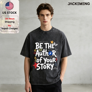 เสื้อยืดผ้าฝ้ายโอเวอร์ไซซ์ซักได้เป็นผู้เขียนบทเรื่องของคุณทาสีลายดาวผีเสื้อสายฟ้าลายสตรีทแวร์ย้อนยุคทุกวัน - Product Image 1