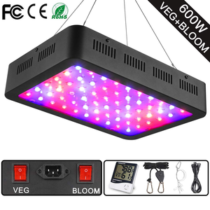 Lampe de culture LED à spectre complet 600W, double interrupteur, IP65, pour la croissance, la floraison et la fructation des plantes, avec thermomètre numérique et kit de suspension - Product Image 2