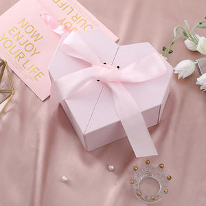 Kalp şekli sevgililer hediye ruj parfüm ambalaj çift açık kurdelalı kutu - Product Image 4