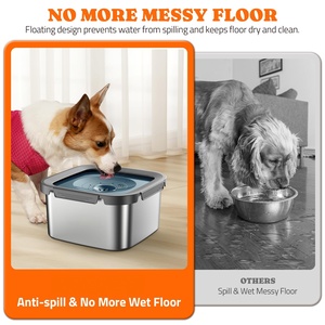 Factory Wholesale 4l Large Stainless Steel Water <b>Tank</b> for Dogs <b>Cats</b> Pet Slow Drinking Splash Proof Dog Bowl No Spill - Product Image 2