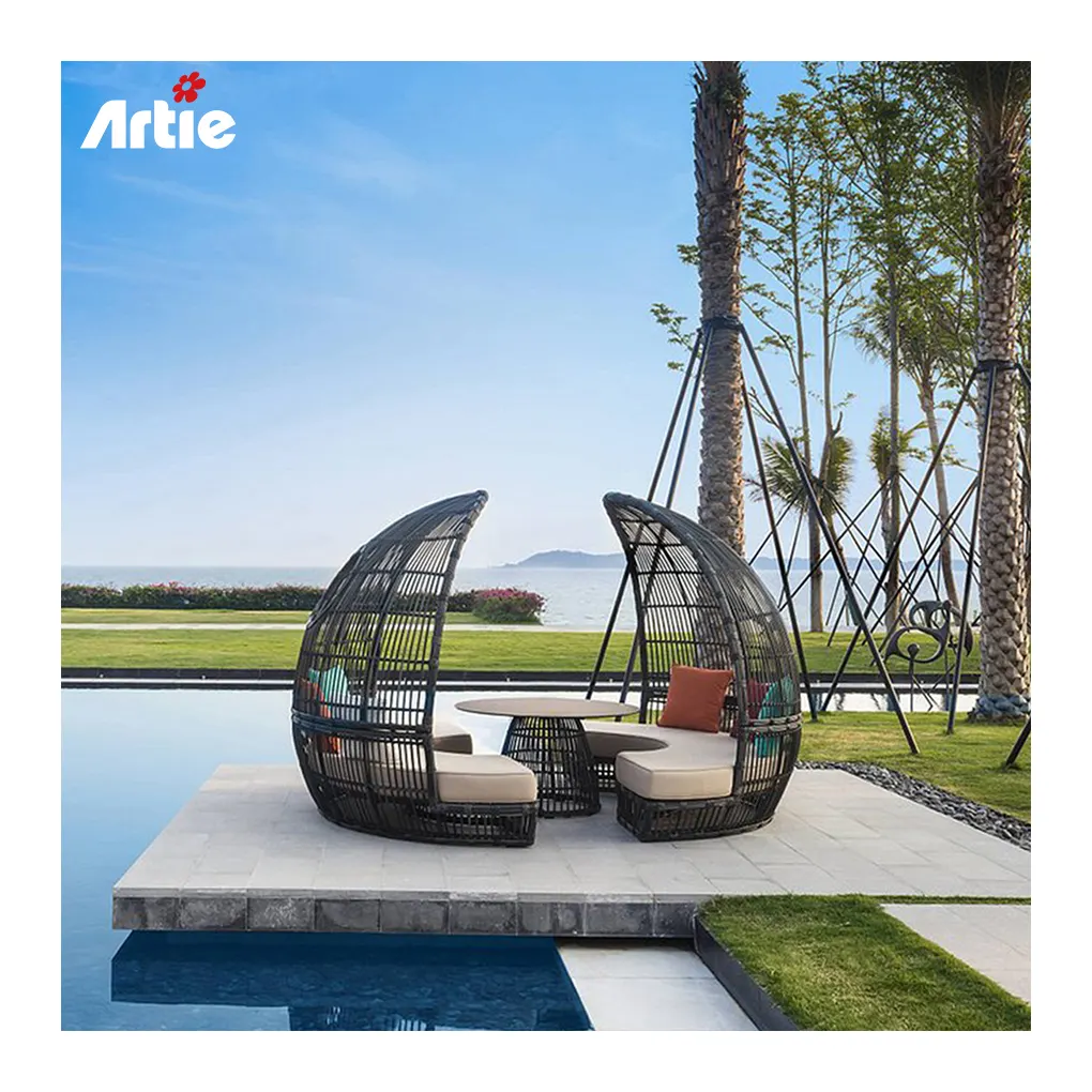 Artie özel tasarım otel dış mekan mobilyası tüm hava eğlence Rattan hasır dokuma bahçe kanepe seti