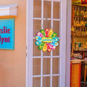 Insegna da appendere a forma di ciabatta estiva, Insegna da appendere in legno per porta con scritta 'Benvenuto', Insegna da appendere per decorazione murale - Product Image 5