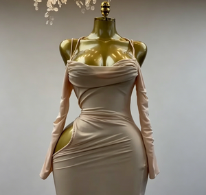 Robe de soirée tendance 2026, style Queen, avec empiècements en maille transparente, moulante, sexy, froncée, coupe sirène, pour clubbing - Product Image 6
