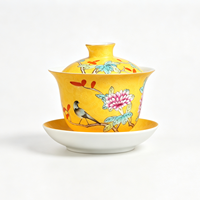 Gaiwan en porcelaine Jiangxi de marque JADE de qualité supérieure, avec couvercle, style traditionnel Sgraffito, motif floral, tasse à thé classique pour le thé Kung Fu