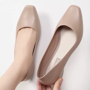 Chaussures de bureau pour femmes à talon épais et bout carré en cuir véritable, confortables, antidérapantes et respirantes - Product Image 4