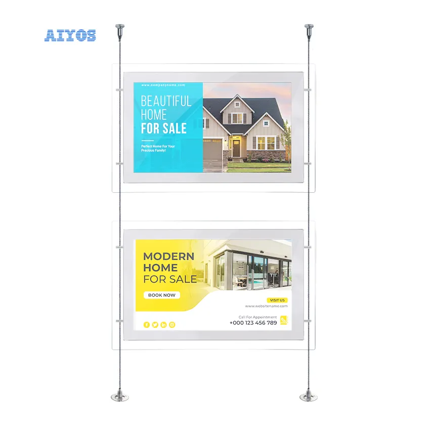 15.6 inches Acrylic Material Real Estate Promotional Products Window Multi Screen LCD Hanging AD Player