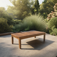 Table de jardin en teck moderne, mobilier d'extérieur durable, résistant aux UV, design minimaliste, fabrication OEM ODM, livraison directe d'usine