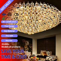Lustre en cristal K9 de luxe DUOMEIJU, doré, hauteur réglable, moderne, pour la maison ou le bureau, éclairage LED au plafond, angle de faisceau de 360°, haute luminosité