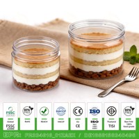 Série de pots alimentaires personnalisés en PET de 150 ml et 250 ml, certifiés CE, RoHS, HACCP, de qualité alimentaire UE, vides, avec couvercle à vis en plastique