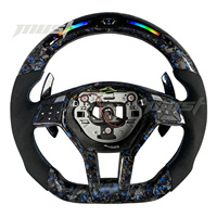 Volant en fibre de carbone forgé avec LED bleues personnalisées pour Mercedes-Benz W204 W212 AMG CLA GLA C E 350 550 63 45 SL 2011-2015
