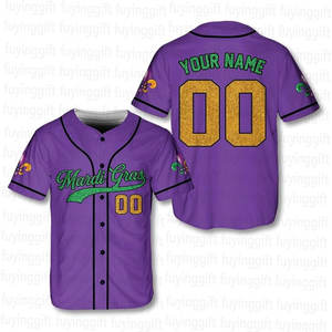 Nouveaux maillots de Mardi Gras 2026, chemises personnalisées avec nom et numéro, maillot de baseball, vêtements de Mardi Gras pour femmes et hommes - Product Image 2